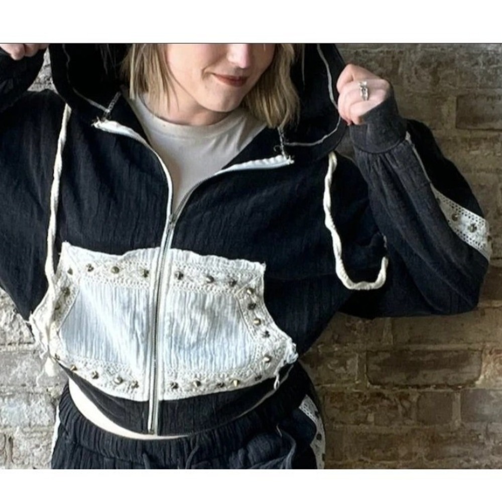 POL Studded Zip-up‎ Hoodie, size large, new without tags